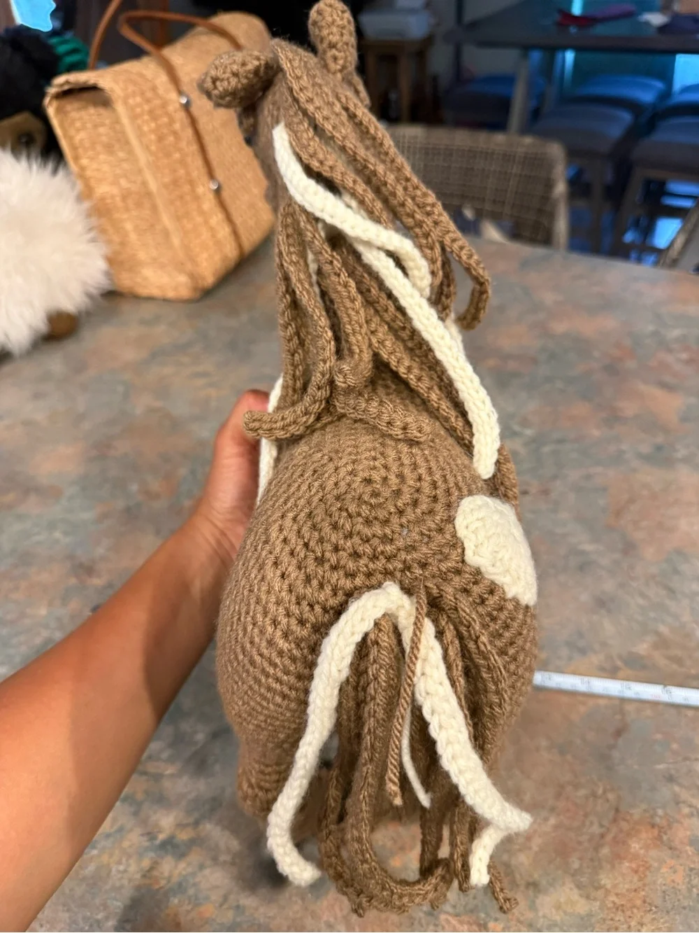 Hand-Crocheted Brown Horse Plush with Cream Mane
